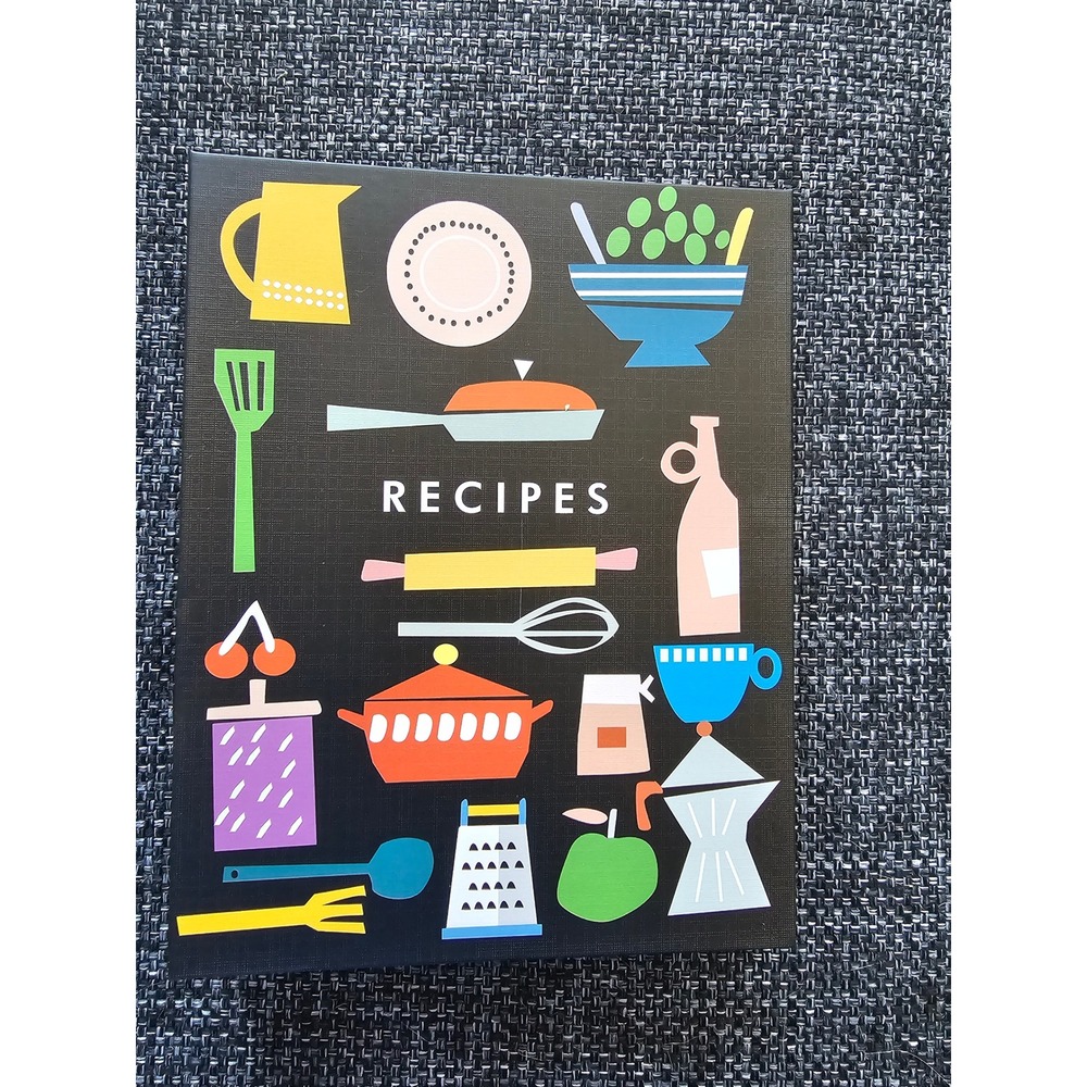 Recipe Binder 3-Ring Organizer Colorful Kitchen Illustration Black Hardcover - Picture 2 of 9